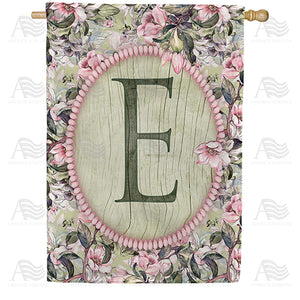 Pink Petals Monogram Double Sided House Flag