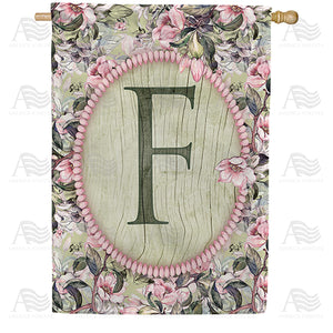 Pink Petals Monogram Double Sided House Flag