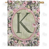 Pink Petals Monogram Double Sided House Flag