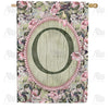 Pink Petals Monogram Double Sided House Flag