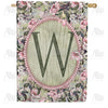 Pink Petals Monogram Double Sided House Flag