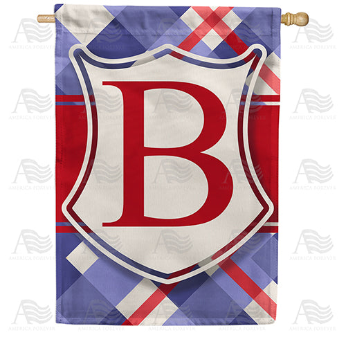 Patriotic Shield Monogram Double Sided House Flag
