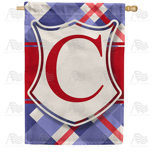 Patriotic Shield Monogram Double Sided House Flag
