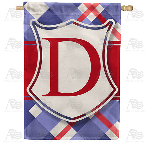 Patriotic Shield Monogram Double Sided House Flag