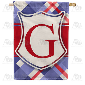 Patriotic Shield Monogram Double Sided House Flag