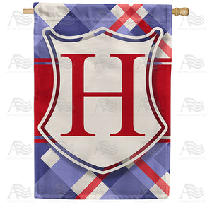 Patriotic Shield Monogram Double Sided House Flag