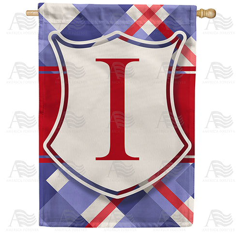 Patriotic Shield Monogram Double Sided House Flag