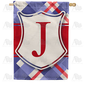 Patriotic Shield Monogram Double Sided House Flag