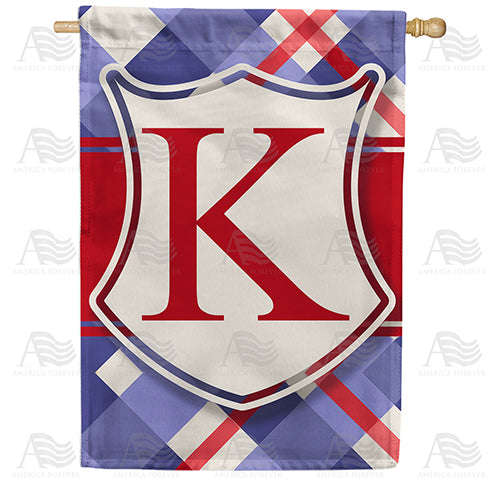 Patriotic Shield Monogram Double Sided House Flag