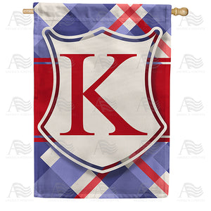 Patriotic Shield Monogram Double Sided House Flag