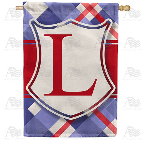 Patriotic Shield Monogram Double Sided House Flag