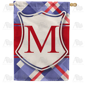 Patriotic Shield Monogram Double Sided House Flag