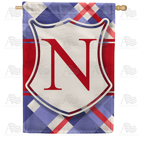Patriotic Shield Monogram Double Sided House Flag