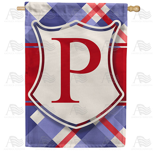 Patriotic Shield Monogram Double Sided House Flag
