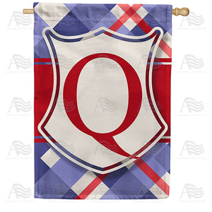Patriotic Shield Monogram Double Sided House Flag