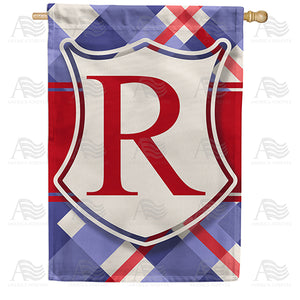 Patriotic Shield Monogram Double Sided House Flag