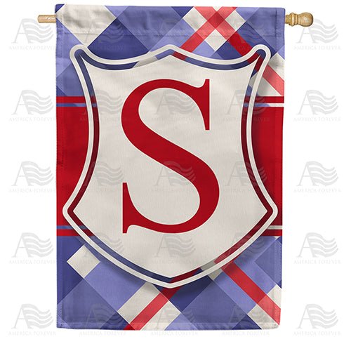 Patriotic Shield Monogram Double Sided House Flag