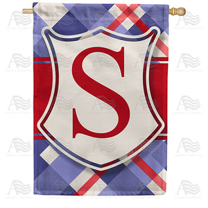 Patriotic Shield Monogram Double Sided House Flag