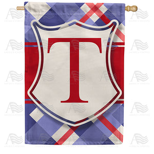 Patriotic Shield Monogram Double Sided House Flag