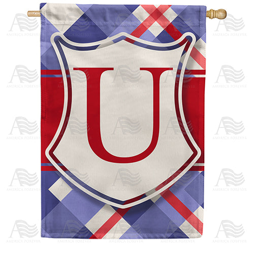 Patriotic Shield Monogram Double Sided House Flag