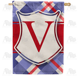 Patriotic Shield Monogram Double Sided House Flag