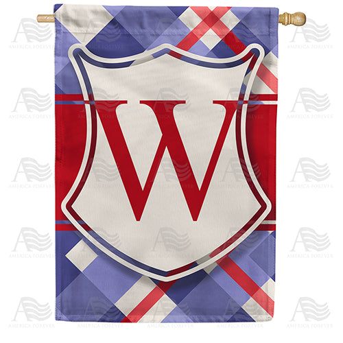 Patriotic Shield Monogram Double Sided House Flag