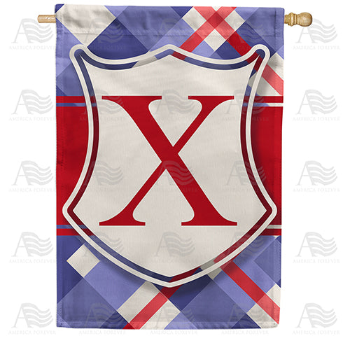 Patriotic Shield Monogram Double Sided House Flag