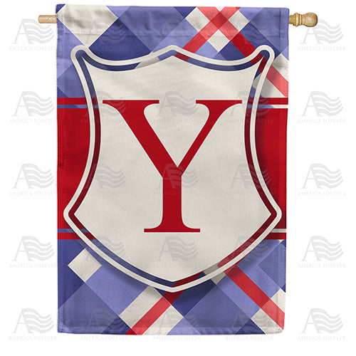 Patriotic Shield Monogram Double Sided House Flag