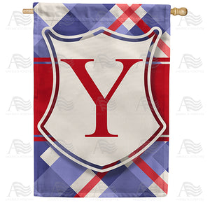 Patriotic Shield Monogram Double Sided House Flag