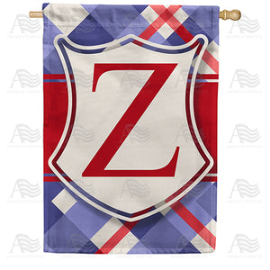 Patriotic Shield Monogram Double Sided House Flag