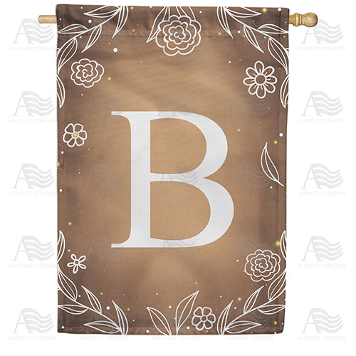 Bronze Floral Monogram Double Sided House Flag