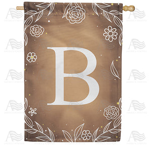 Bronze Floral Monogram Double Sided House Flag