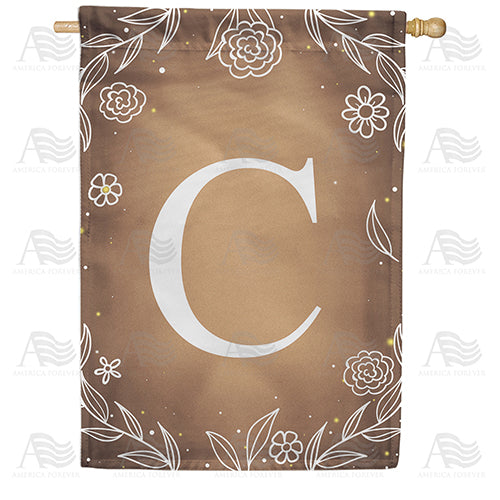 Bronze Floral Monogram Double Sided House Flag
