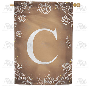Bronze Floral Monogram Double Sided House Flag
