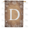 Bronze Floral Monogram Double Sided House Flag