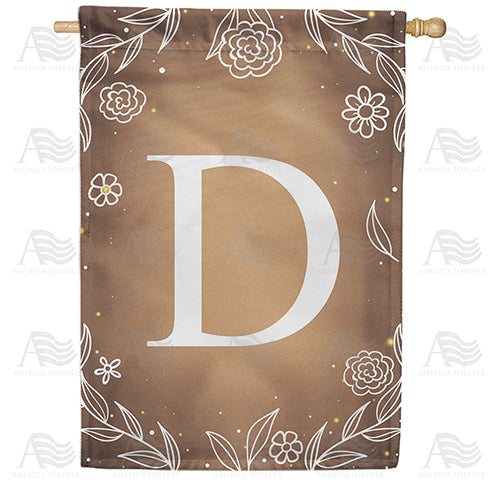 Bronze Floral Monogram Double Sided House Flag