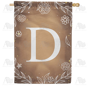 Bronze Floral Monogram Double Sided House Flag