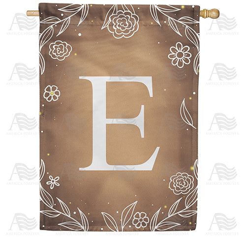 Bronze Floral Monogram Double Sided House Flag