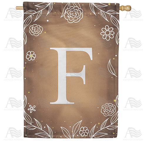 Bronze Floral Monogram Double Sided House Flag