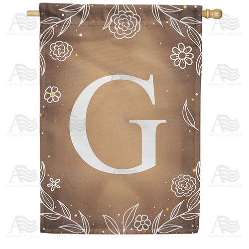 Bronze Floral Monogram Double Sided House Flag