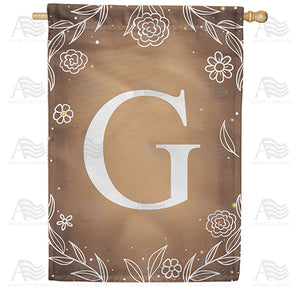 Bronze Floral Monogram Double Sided House Flag