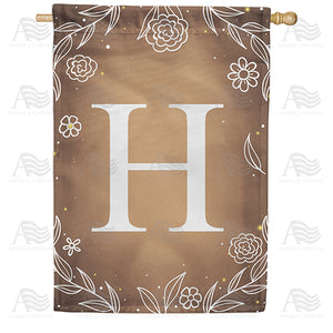 Bronze Floral Monogram Double Sided House Flag