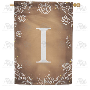Bronze Floral Monogram Double Sided House Flag