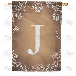 Bronze Floral Monogram Double Sided House Flag
