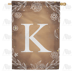 Bronze Floral Monogram Double Sided House Flag