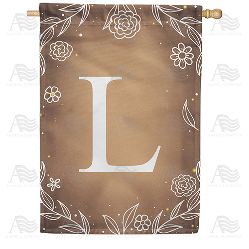 Bronze Floral Monogram Double Sided House Flag
