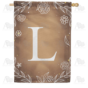 Bronze Floral Monogram Double Sided House Flag
