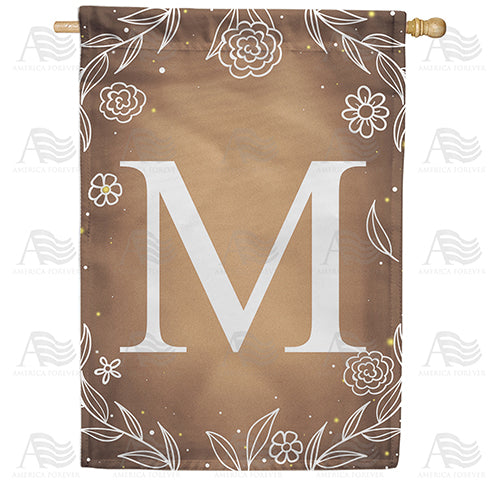 Bronze Floral Monogram Double Sided House Flag