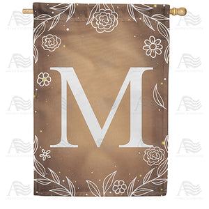 Bronze Floral Monogram Double Sided House Flag