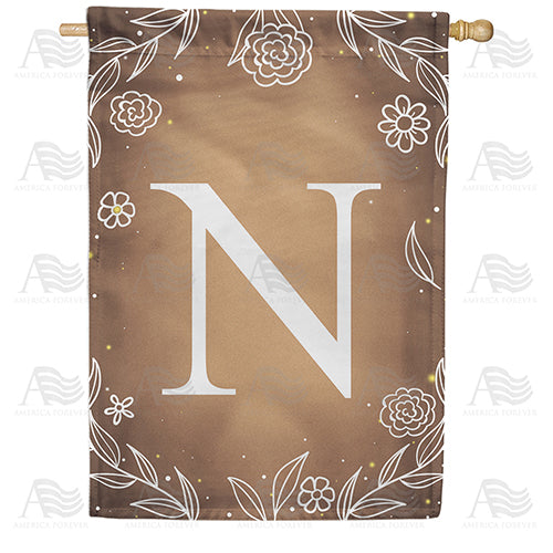 Bronze Floral Monogram Double Sided House Flag